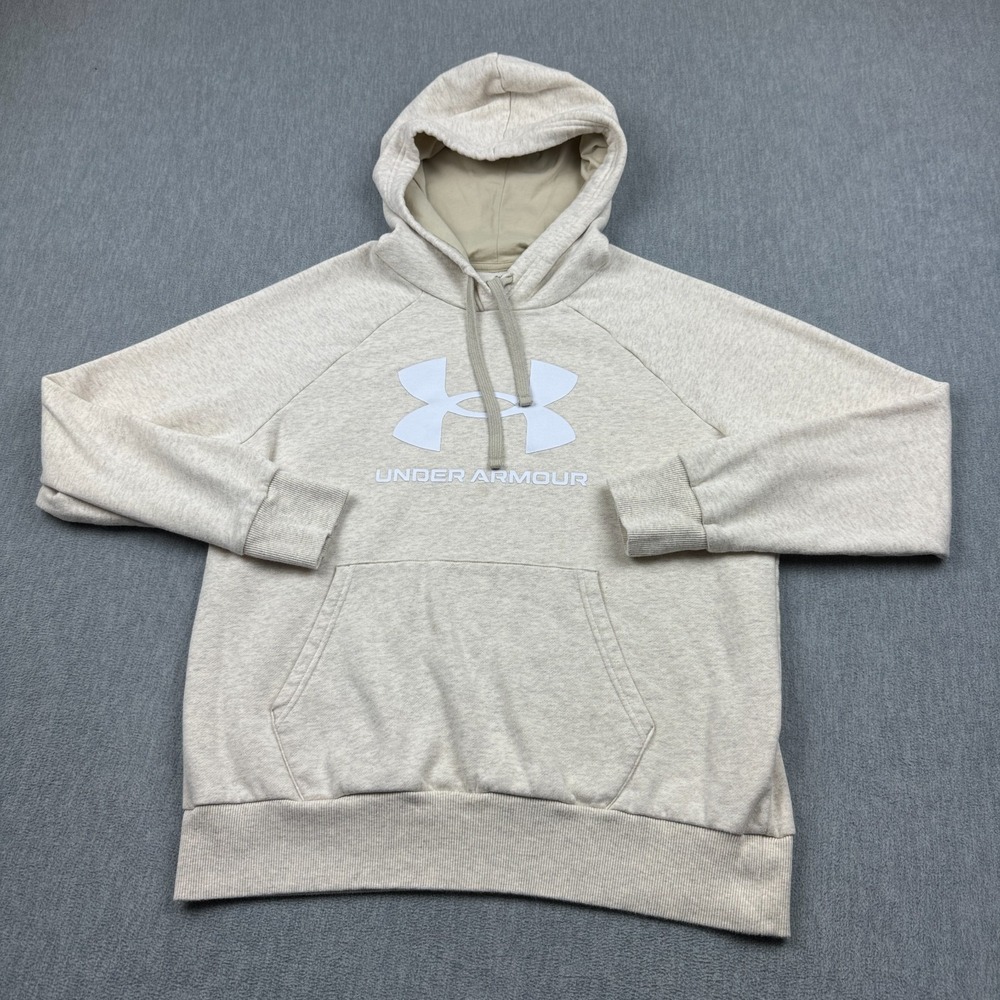 Under Armour‎ Hoodie Womens Small Cream Rival Fleece Logo Sweatshirt Pullover